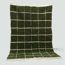 Olive checkered Green moroccan rug