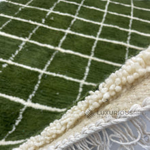 Olive checkered Green moroccan rug