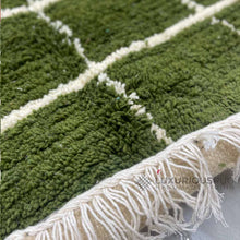 Olive checkered Green moroccan rug