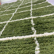 Olive checkered Green moroccan rug