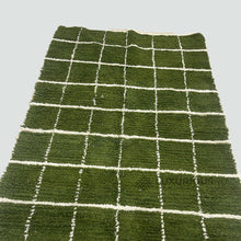 Olive checkered Green moroccan rug